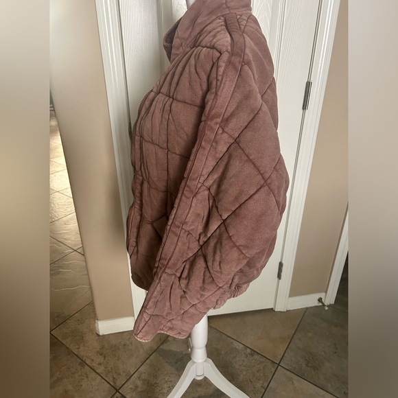 Free People Dolman Quilted Knit Jacket Cherry Cola - Picture 9 of 13